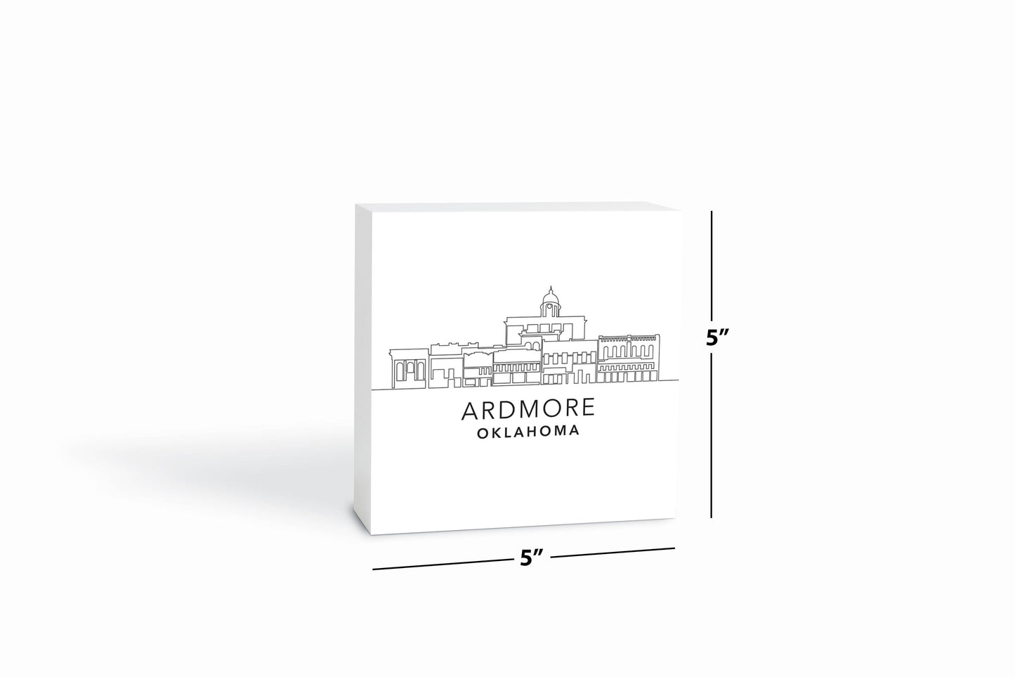 Minimalistic B&W Ardmore Ok Skyline | Wood Block | Eaches | Min 4