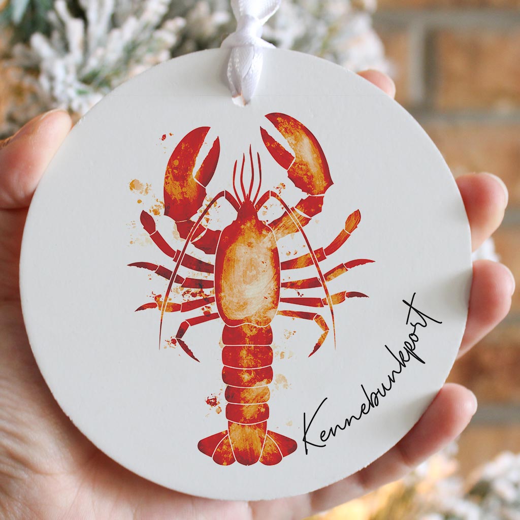 Kennebunkport Maine Lobster Orange| Wood Ornament | Eaches | Min 6