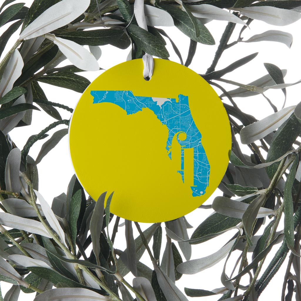 Bright Modern Abbreviated State Yellow Florida Tallahassee | Wood Ornament | Eaches | Min 6