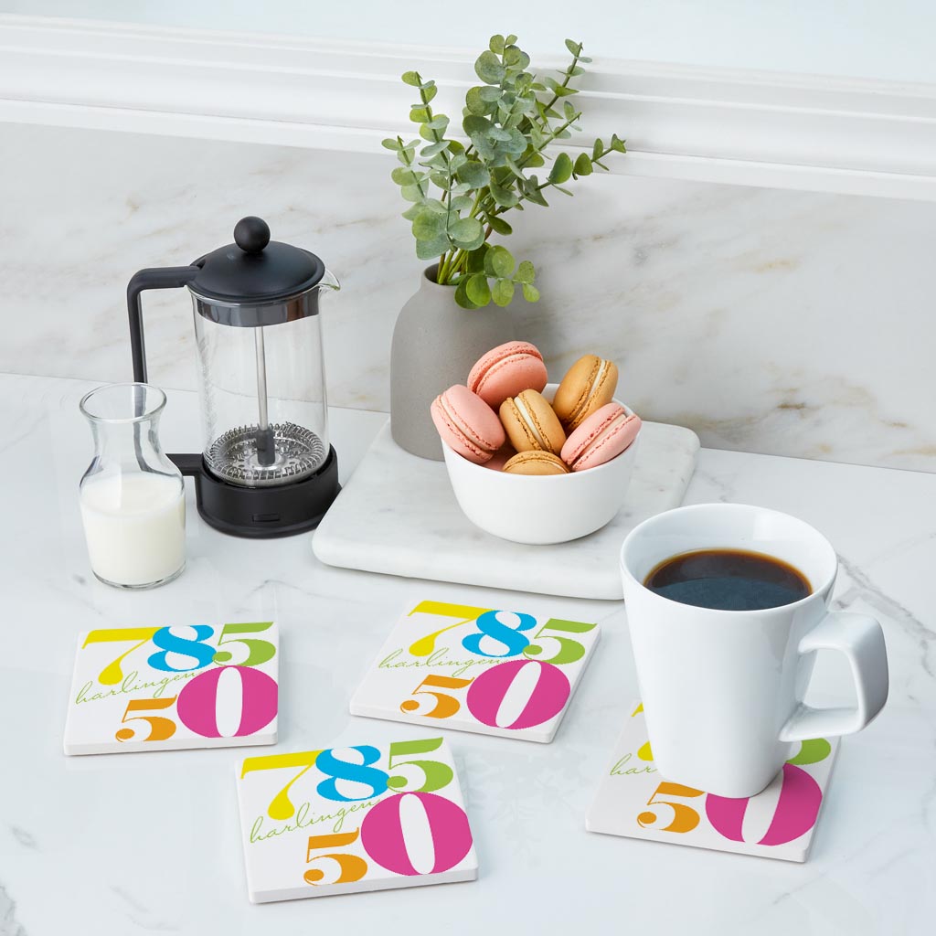 Bright Modern Color Block City Zip Texas Harlingen | Absorbent Coasters | Set of 4 | Min 2