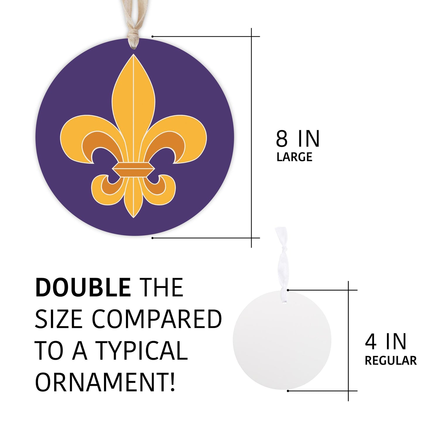 Purple Gold Louisiana Fleur De Lis | Wood Ornament | Eaches | Min 1