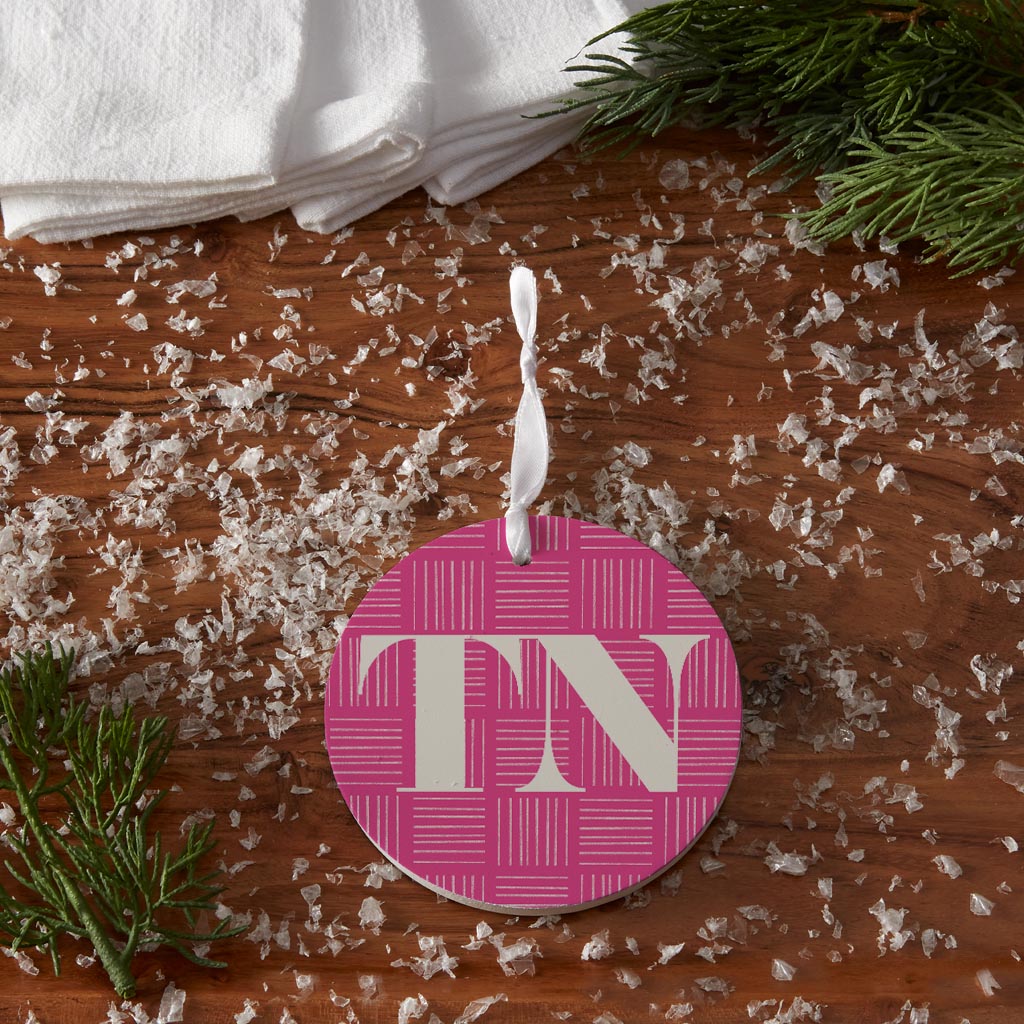 Bright Modern Abbreviated On Pink Tennessee| Wood Ornament | Eaches | Min 6