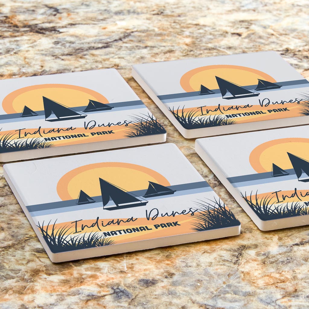 Indiana Dunes Sailboat Silhouettes | Absorbent Coasters | Set of 4 | Min 2