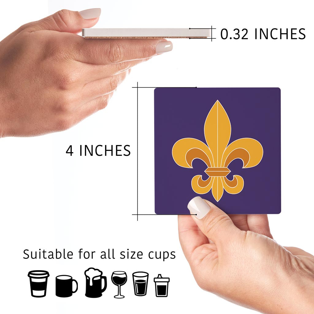 Purple Gold Louisiana Fleur De Lis | Absorbent Coasters | Set of 4 | Min 2