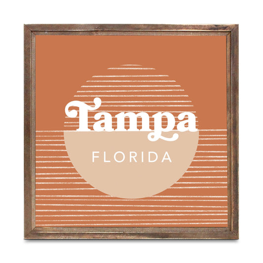 Vintage Groove Half Circle Lines Florida Tampa | Wood Sign | Eaches | Min 1