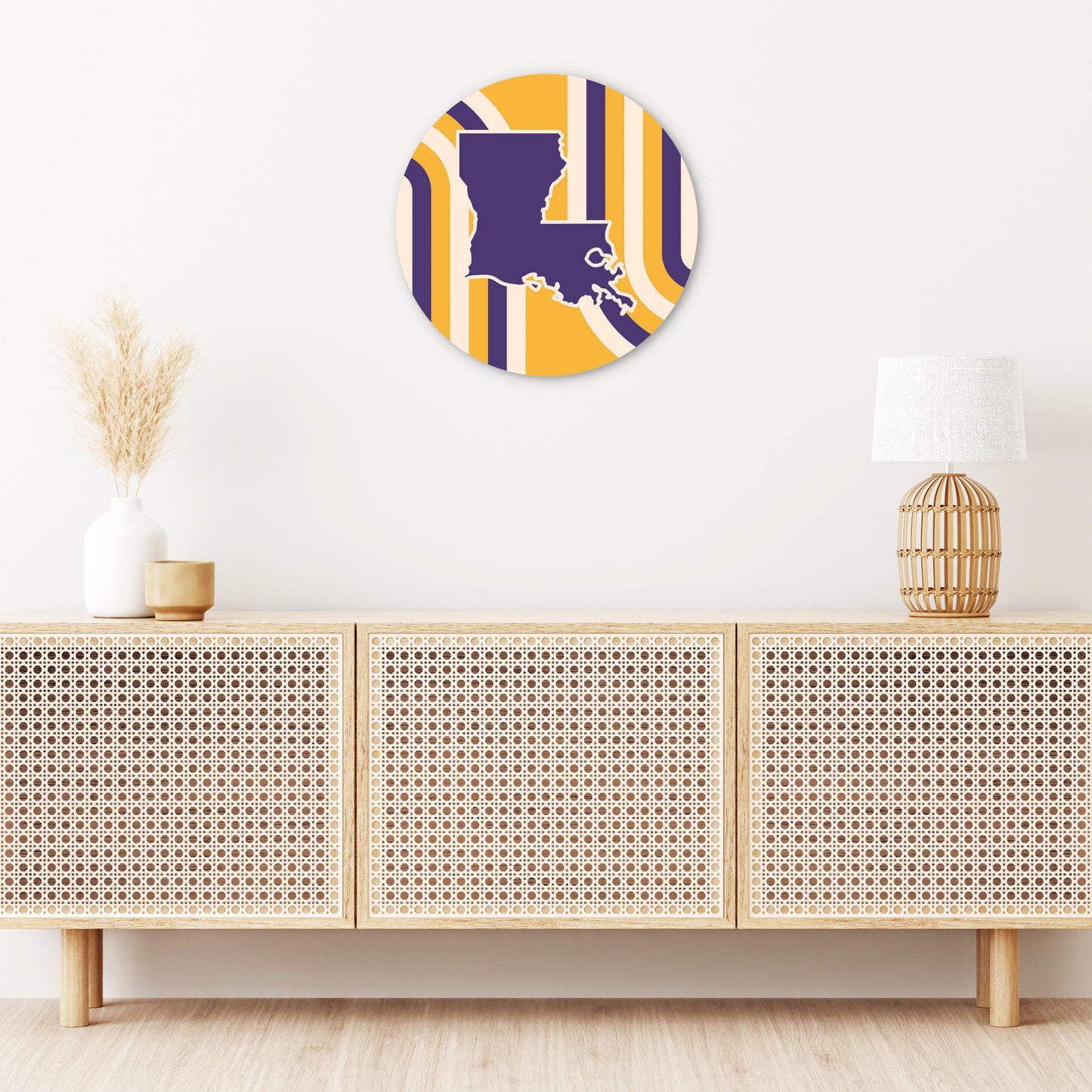 Purple Gold Louisiana Retro State Shape | Wood Sign | Eaches | Min 1