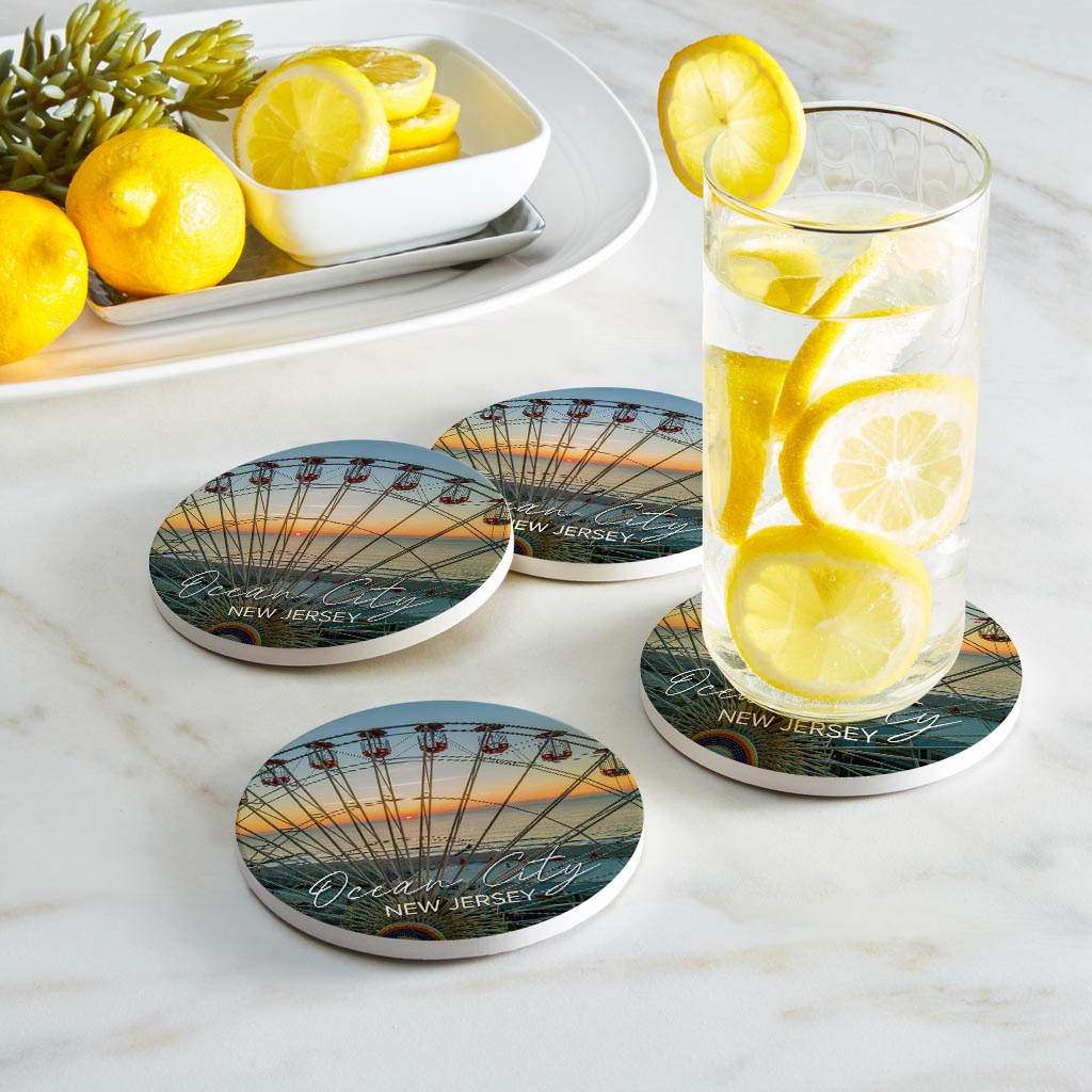 Ferris Wheel Sunrise Round Coaster | Absorbent Coasters | Set of 4 | Min 2