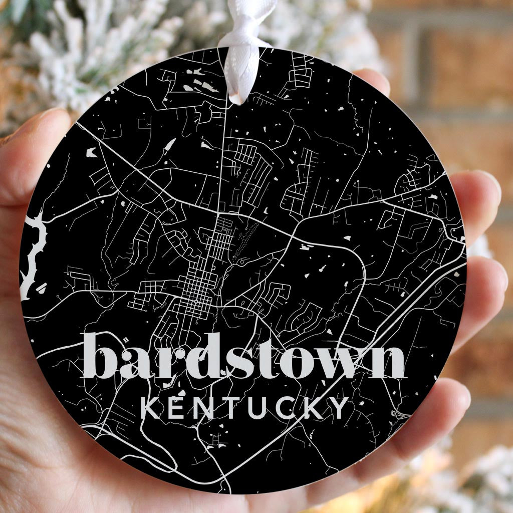 Black And White Black Map Kentucky Bardstown| Wood Ornament | Eaches | Min 6