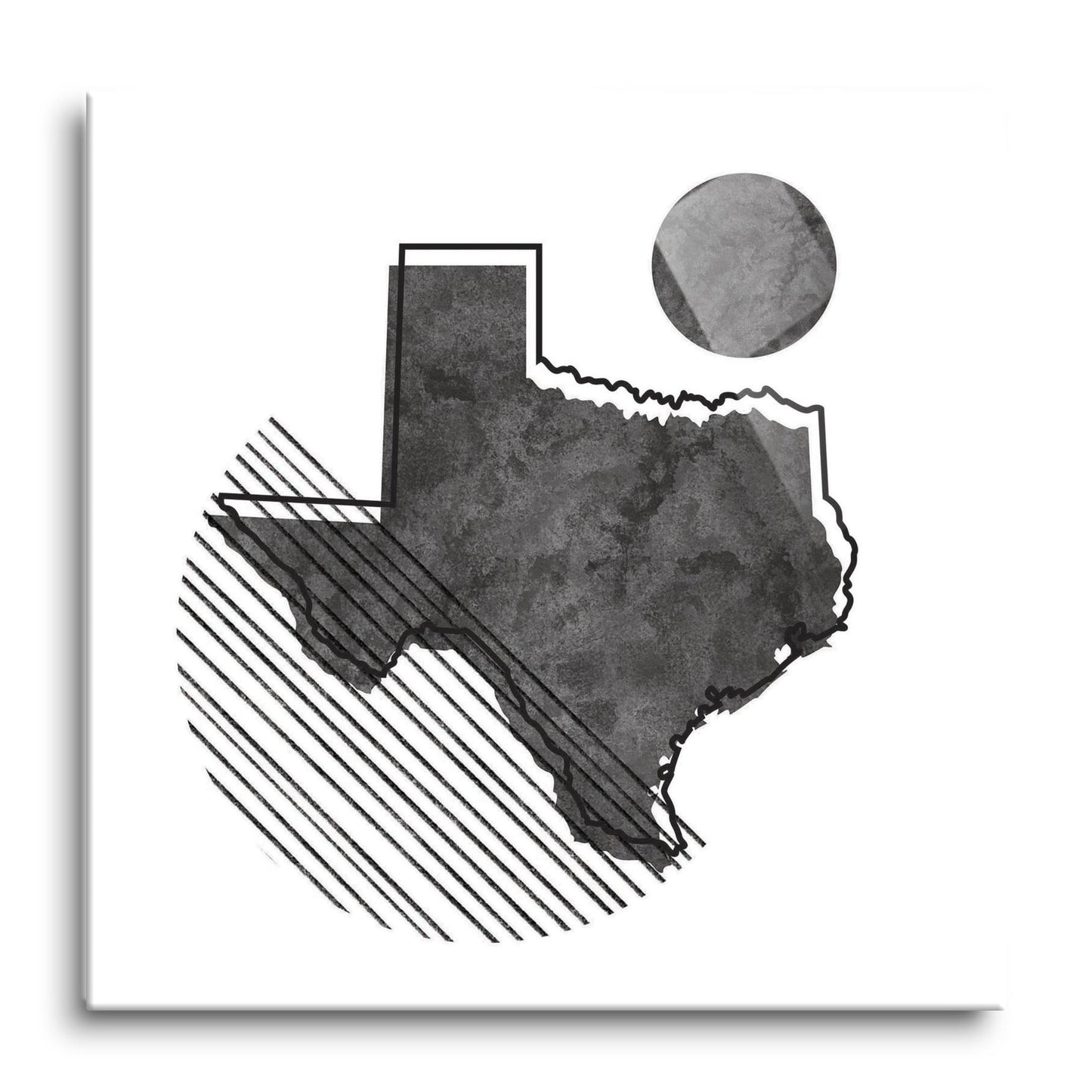 Black And White Geometric On White Texas | Hi-Def Glass Art | Eaches | Min 1