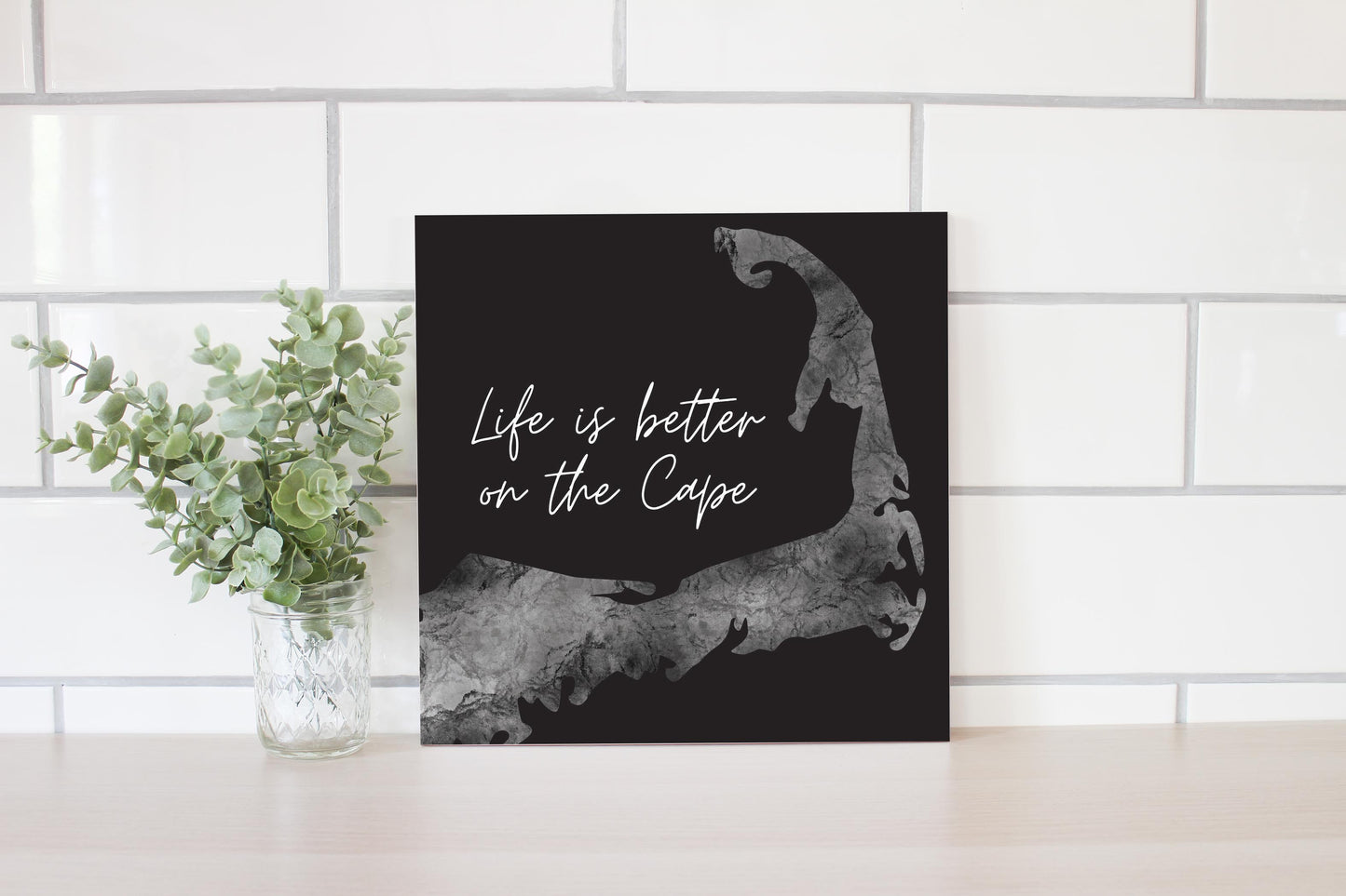 Minimalistic B&W Cape Cod Life Is Better | Wood Sign | Eaches | Min 2