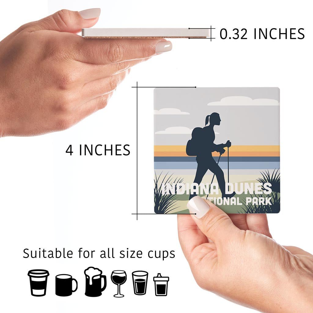 Indiana Dunes Hiker Silhouette | Absorbent Coasters | Set of 4 | Min 2