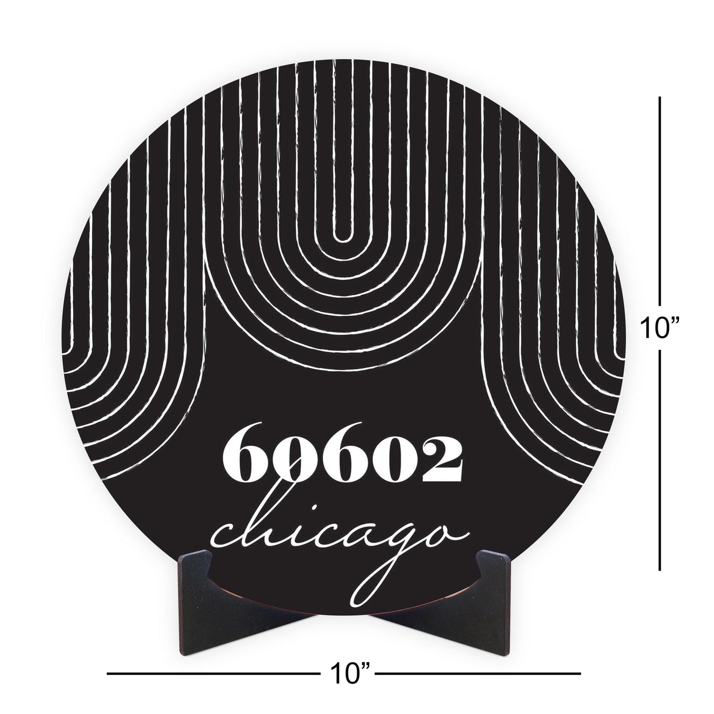 Black And White City Zip On Black Illinois Chicago | Wood Sign | Eaches | Min 1