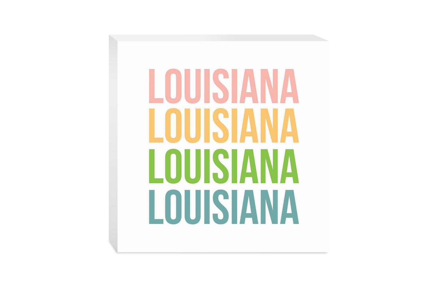 Boho Color Repeated State Name Louisiana | Wood Block | Eaches | Min 2