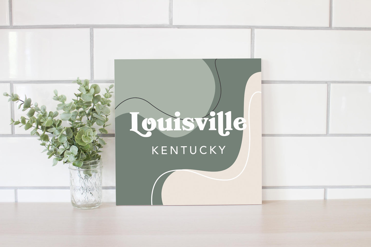 Vintage Groove Fluid Green Kentucky Louisville | Wood Sign | Eaches | Min 2