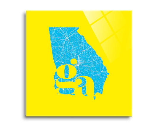 Bright Modern Abbreviated State Yellow Georgia | Hi-Def Glass Art | Eaches | Min 2