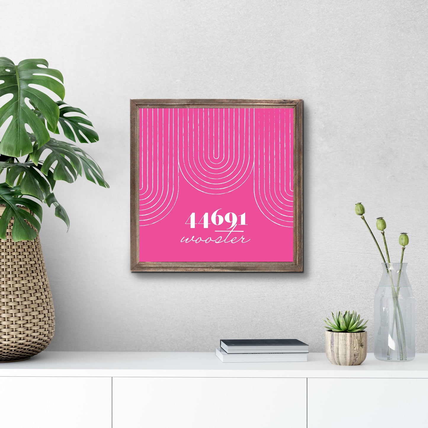 Bright Modern City Zip On Pink Ohio Wooster | Wood Sign | Eaches | Min 1