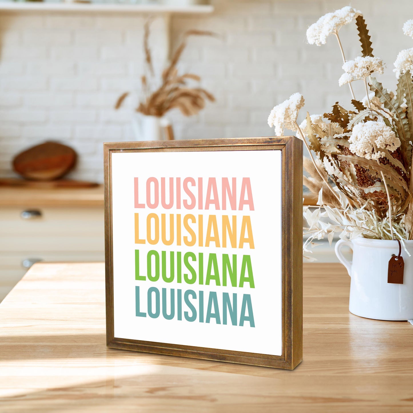 Boho Color Repeated State Name Louisiana | Wood Sign | Eaches | Min 1