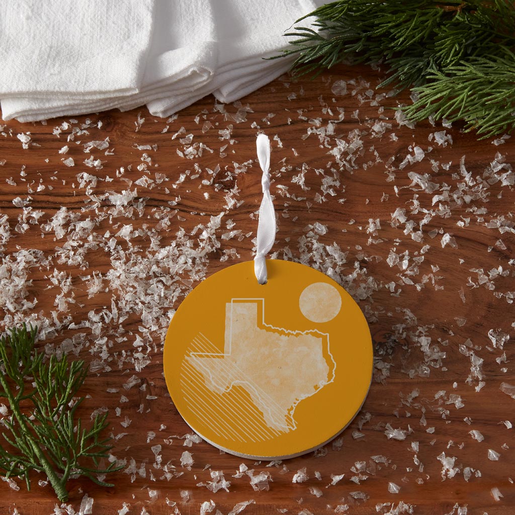 Bright Modern Geometric On Orange Texas| Wood Ornament | Eaches | Min 6