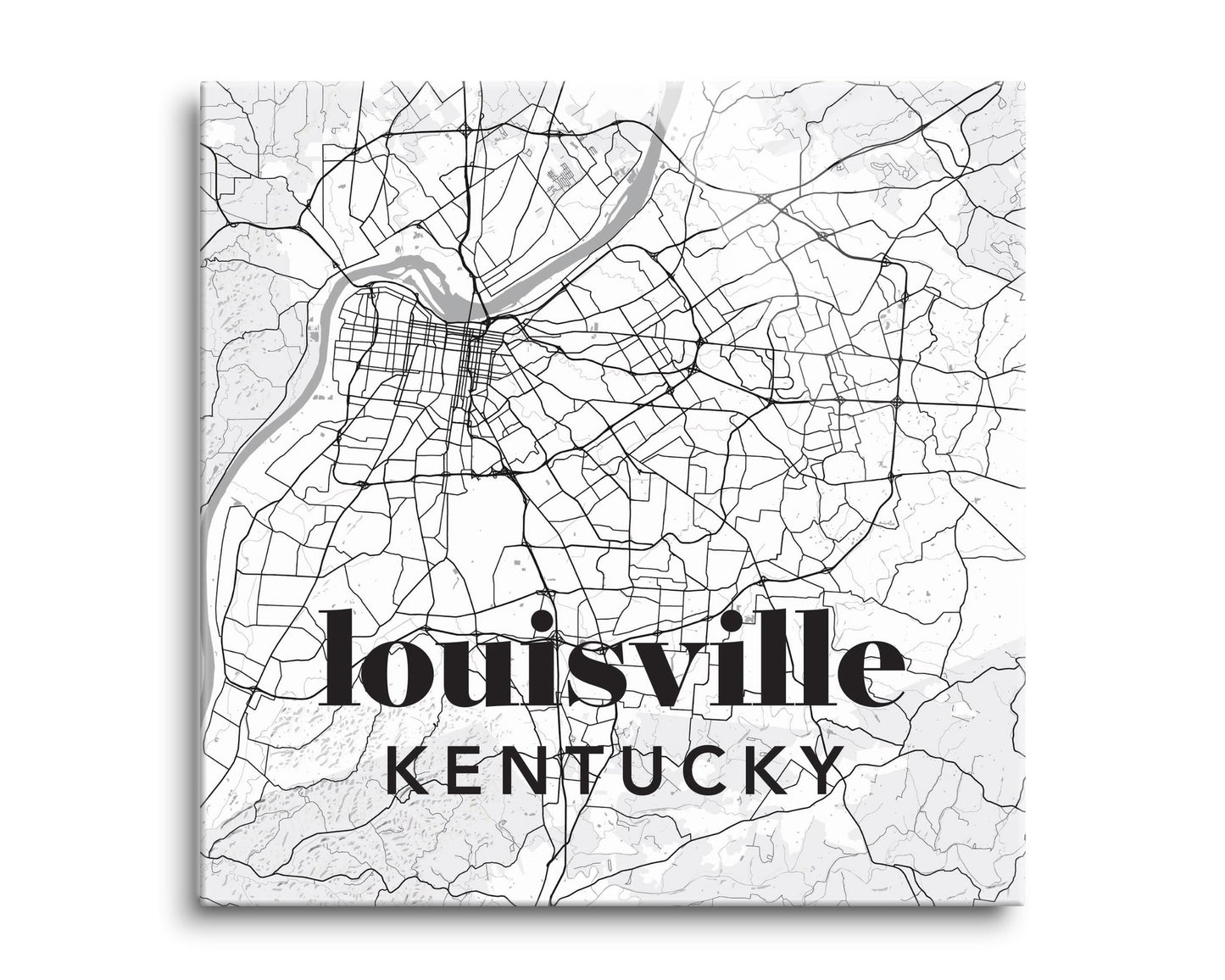 Black And White White Map Kentucky Louisville| Hi-Def Glass Art | Eaches | Min 2