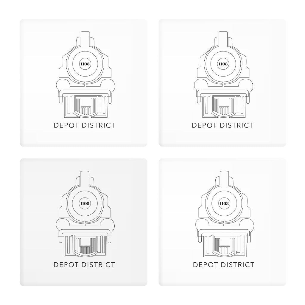 Minimalistic B&W Ardmore Ok Depot District | Absorbent Coasters | Set of 4 | Min 2