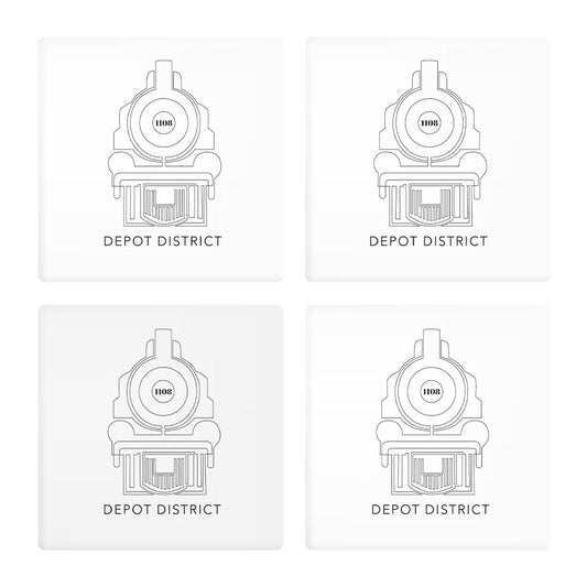 Minimalistic B&W Ardmore Ok Depot District | Absorbent Coasters | Set of 4 | Min 2