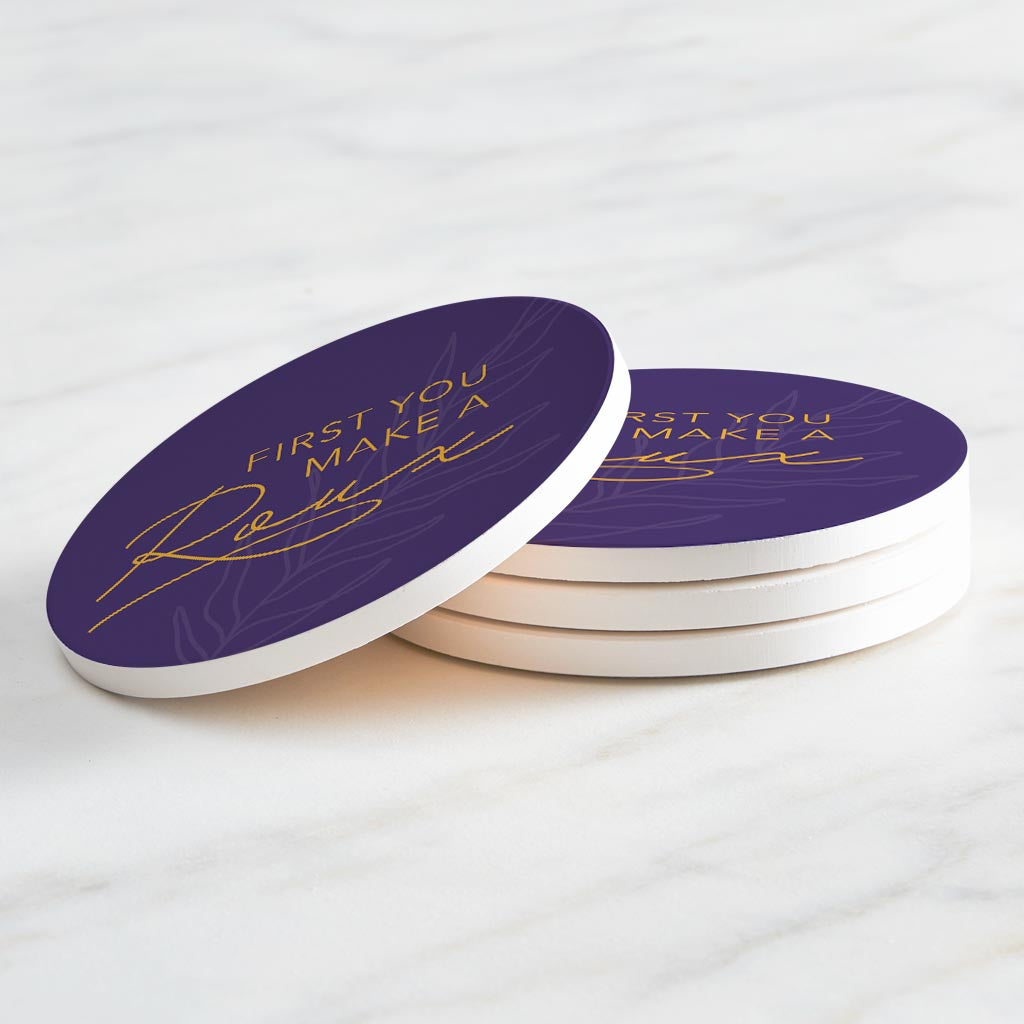 Purple Gold Louisiana First You Make A Roux | Absorbent Coasters | Set of 4 | Min 2