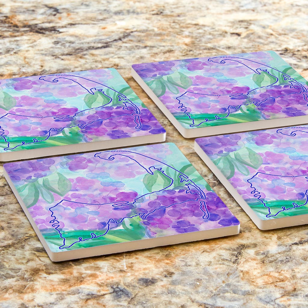 Watercolor Hydrangea | Absorbent Coasters | Set of 4 | Min 2