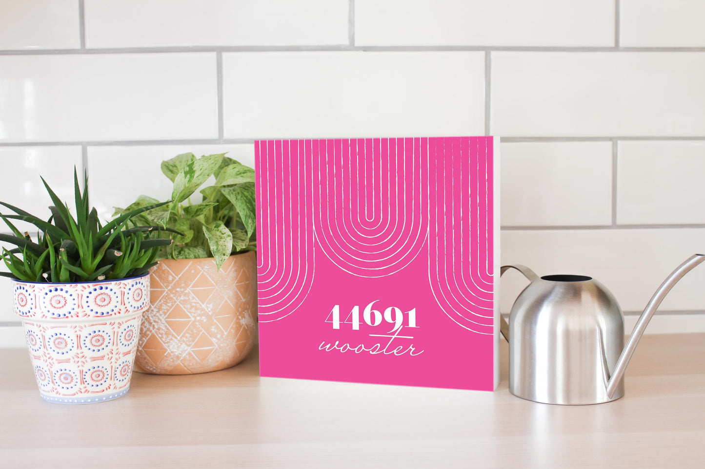 Bright Modern City Zip On Pink Ohio Wooster | Wood Block | Eaches | Min 2