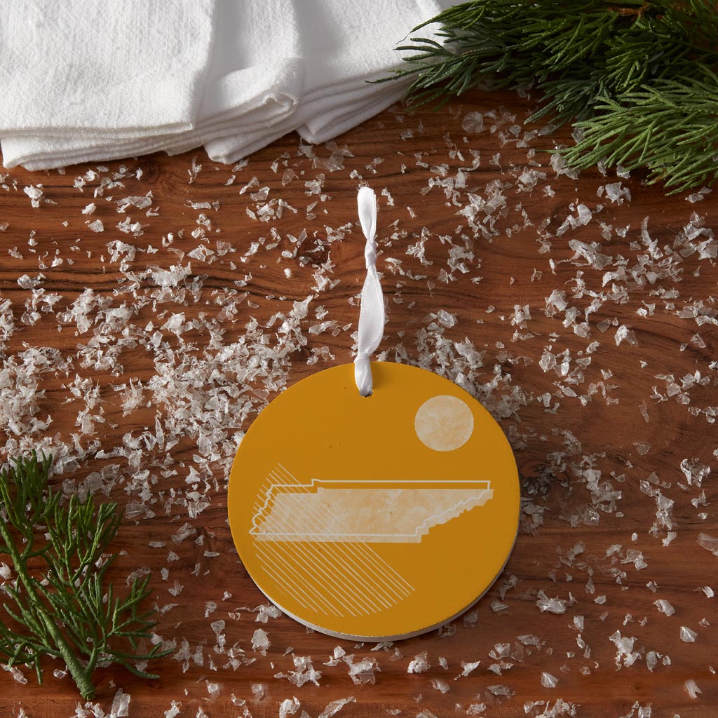 Bright Modern Geometric On Orange Tennessee| Wood Ornament | Eaches | Min 6