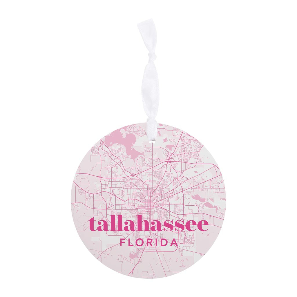 Bright Modern Pink Map Florida Tallahassee| Wood Ornament | Eaches | Min 6