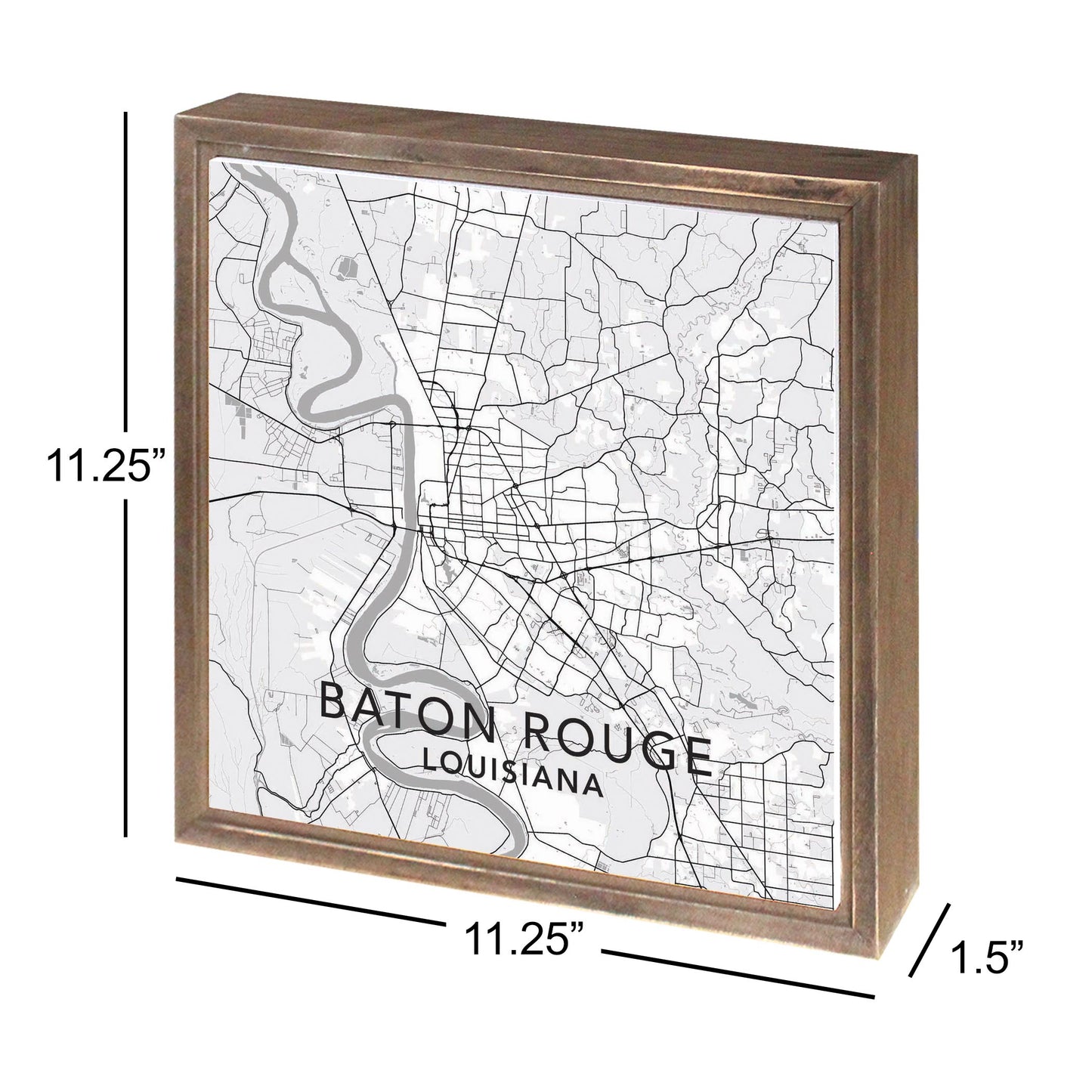 Minimalistic Baton Rouge White Map | Wood Sign | Eaches | Min 1