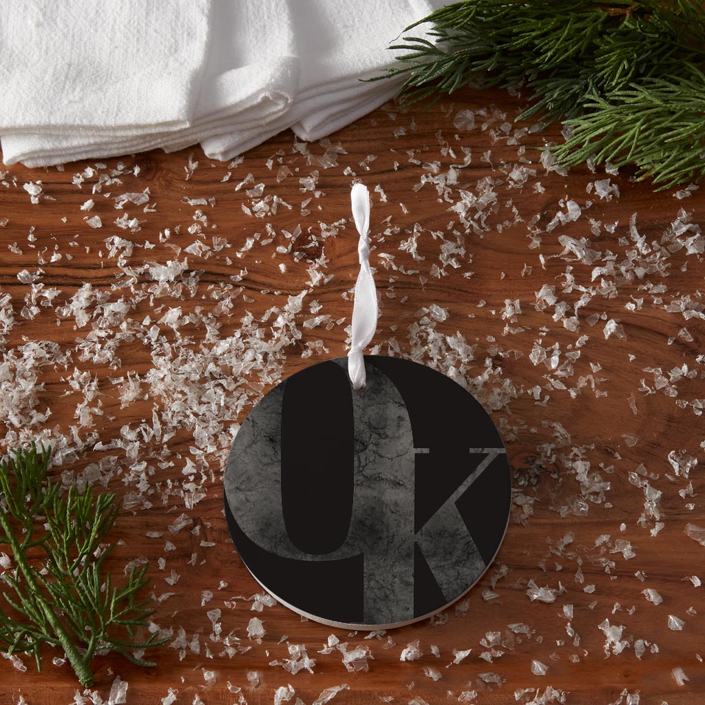 Minimalistic B&W Ardmore Ok Black Initials | Wood Ornament | Eaches | Min 6