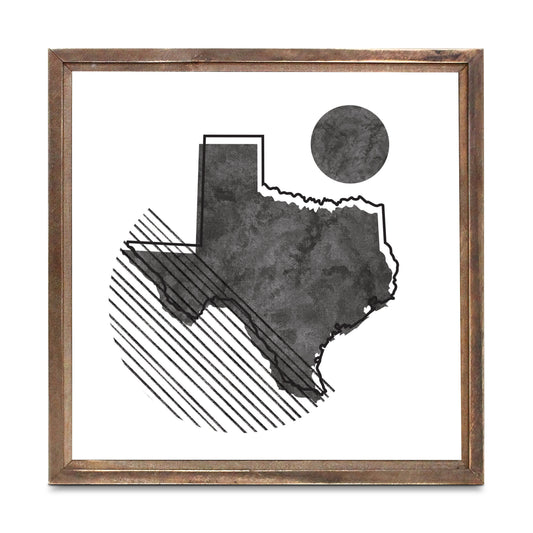 Black And White Geometric On White Texas | Wood Sign | Eaches | Min 1