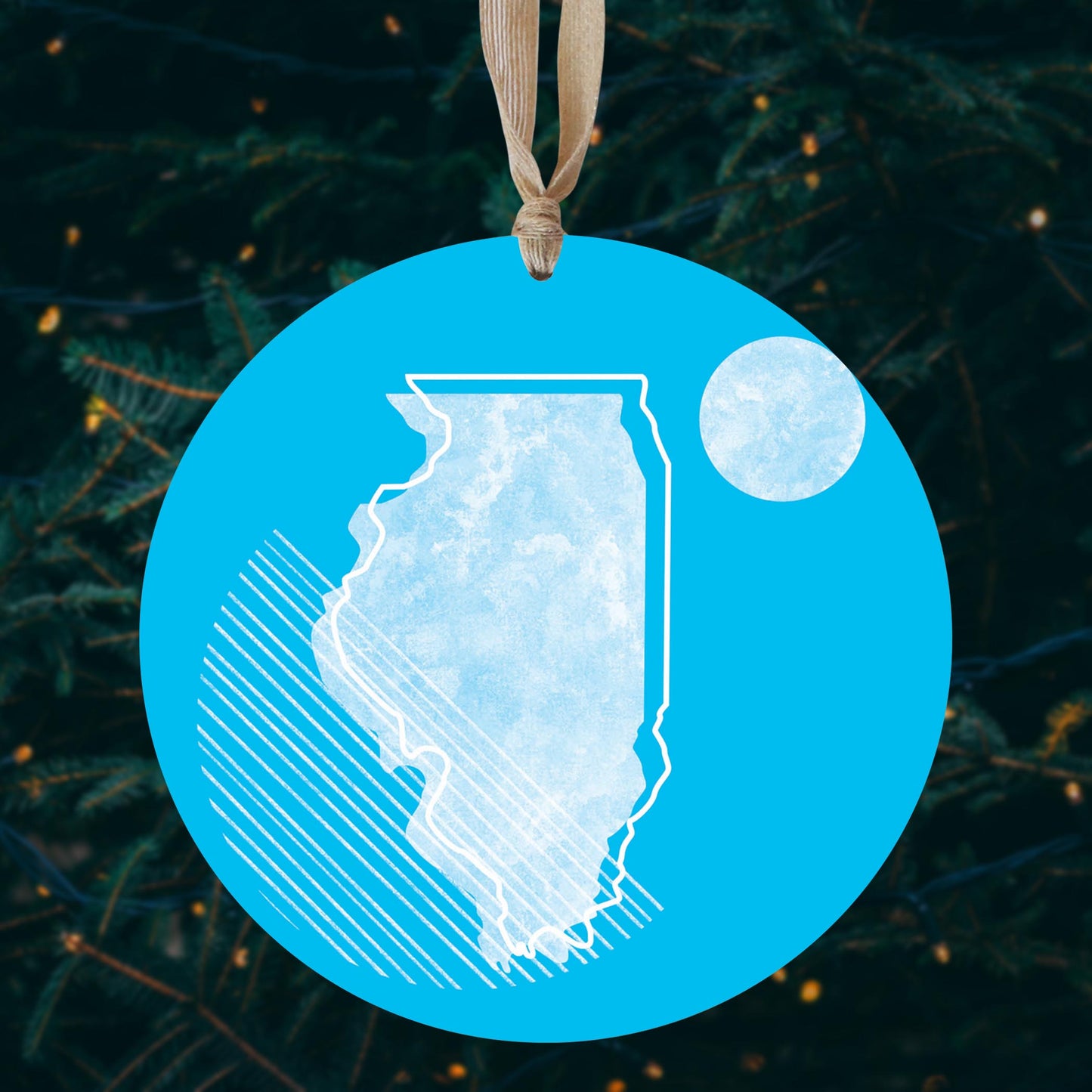 Bright Modern Geometric On Blue Georgia | Wood Ornament | Eaches | Min 1