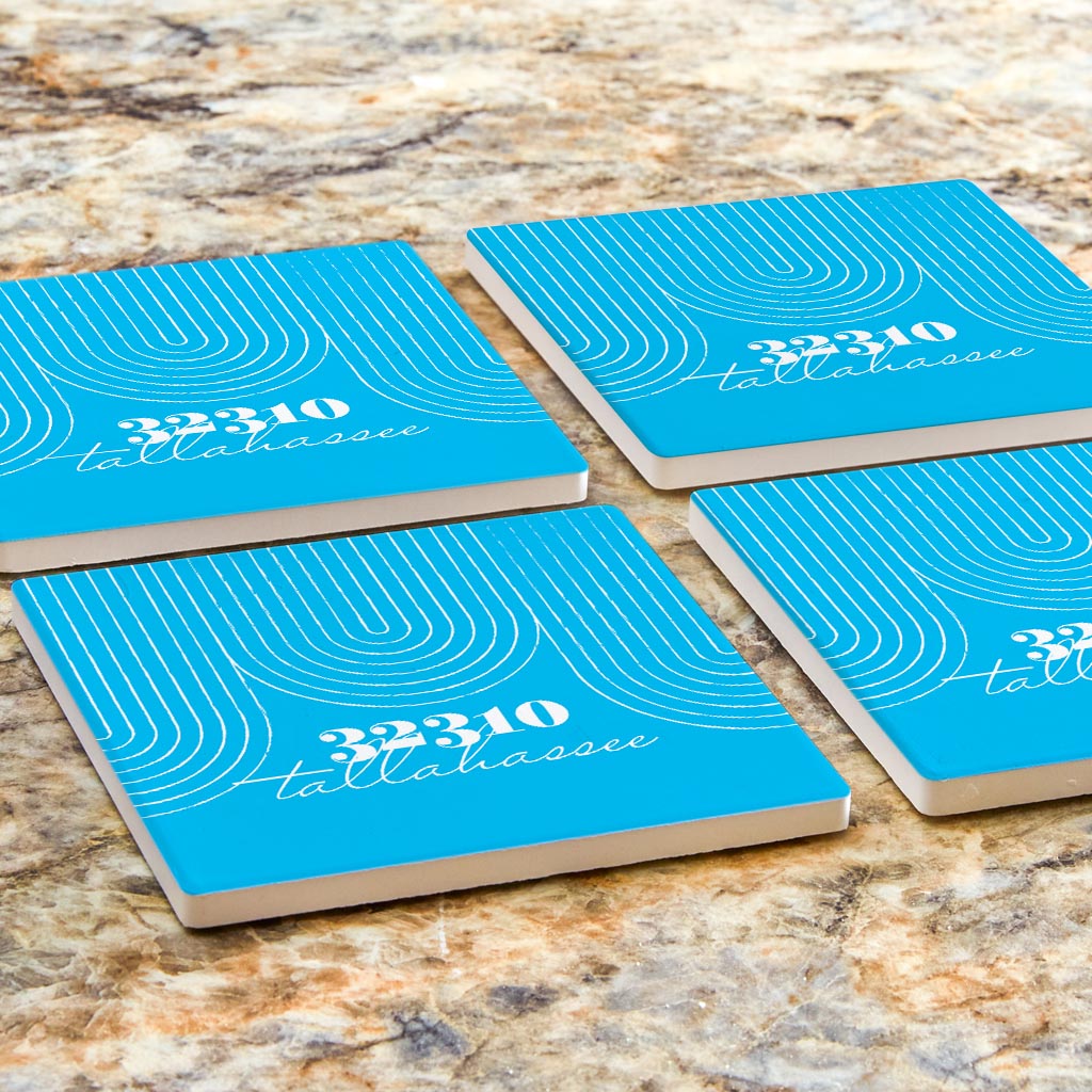 Bright Modern City Zip On Teal Florida Tallahassee | Absorbent Coasters | Set of 4 | Min 2