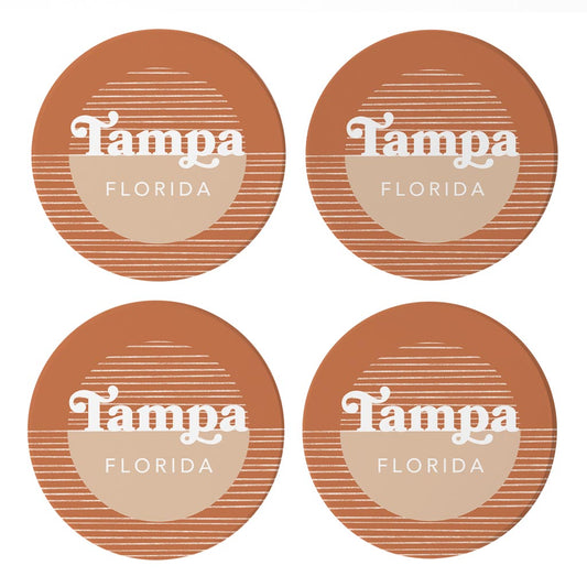 Vintage Groove Half Circle Lines Florida Tampa | Absorbent Coasters | Set of 4 | Min 2