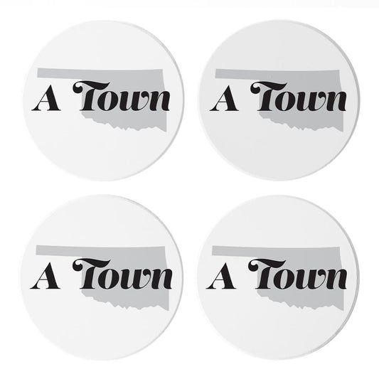 Minimalistic B&W Ardmore Ok A Town White | Absorbent Coasters | Set of 4 | Min 2