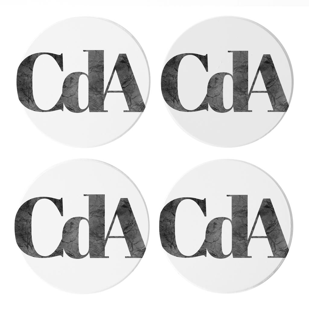 Minimalist B&W Idaho Cda White Initials| Absorbent Coasters | Set of 4 | Min 2