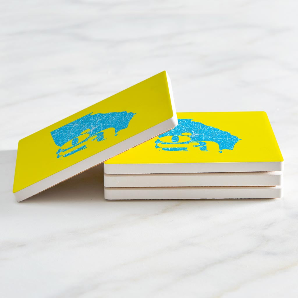 Bright Modern Abbreviated State Yellow Georgia | Absorbent Coasters | Set of 4 | Min 2