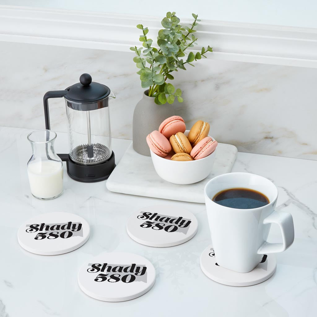 Minimalistic B&W Ardmore Ok Shady 580 White| Absorbent Coasters | Set of 4 | Min 2