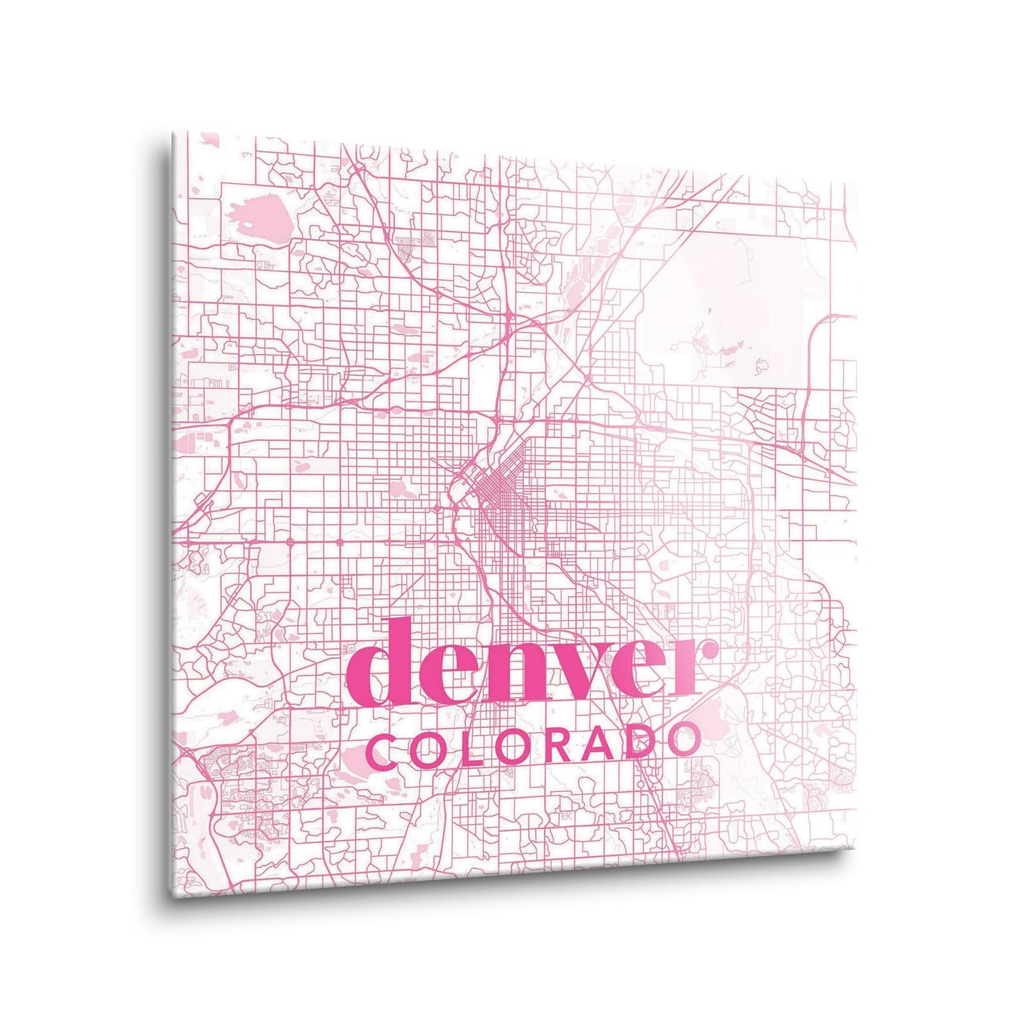 Bright Modern Pink Map Colorado Denver | Hi-Def Glass Art | Eaches | Min 1