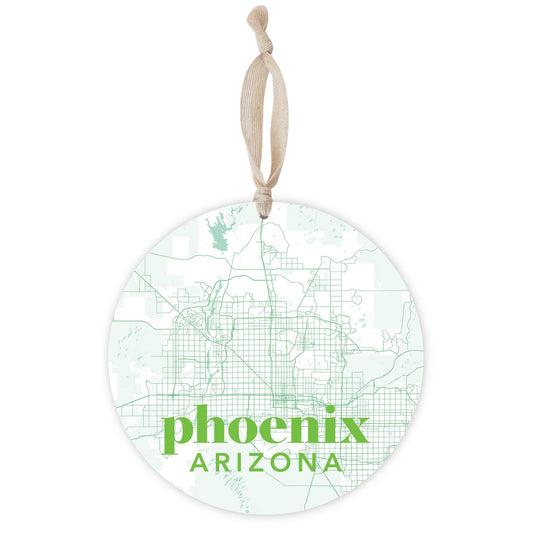 Bright Modern Green Map Arizona Phoenix | Wood Ornament | Eaches | Min 1