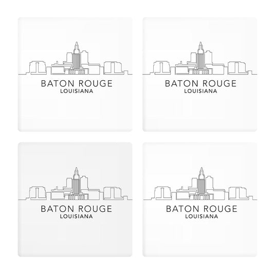 Minimalistic Baton Rouge Skyline| Absorbent Coasters | Set of 4 | Min 2