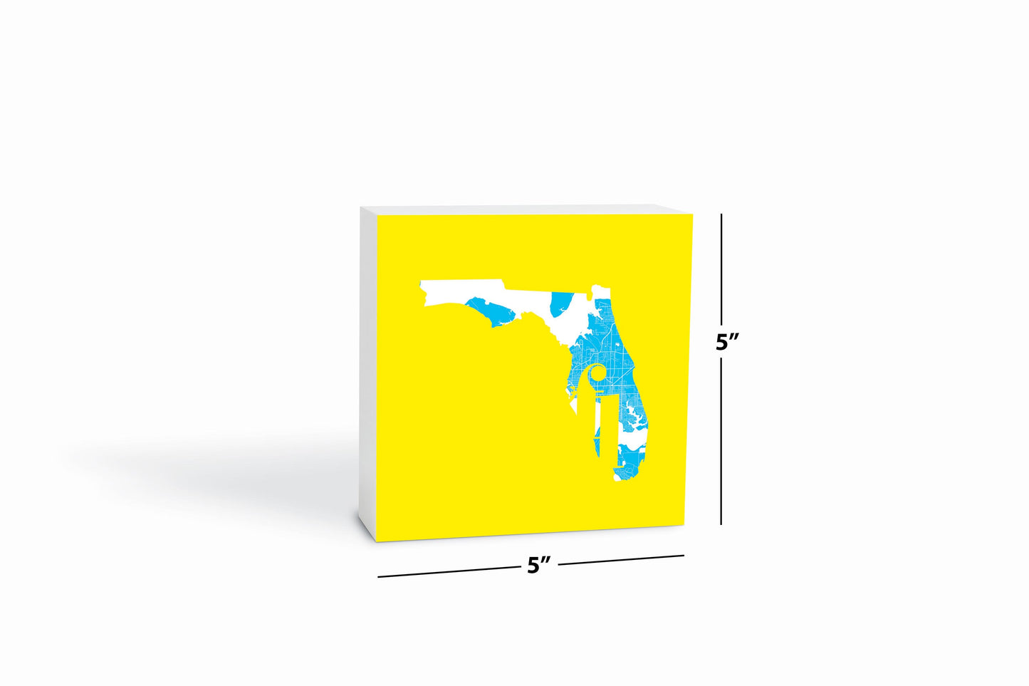 Bright Modern Abbreviated State Yellow Florida Panama | Wood Block | Eaches | Min 4