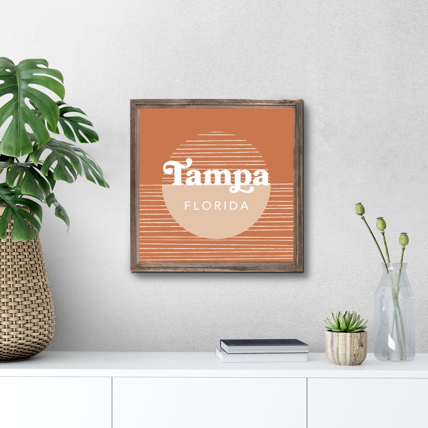 Vintage Groove Half Circle Lines Florida Tampa | Wood Sign | Eaches | Min 1