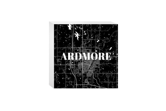 Minimalistic B&W Ardmore Ok Map | Wood Block | Eaches | Min 4