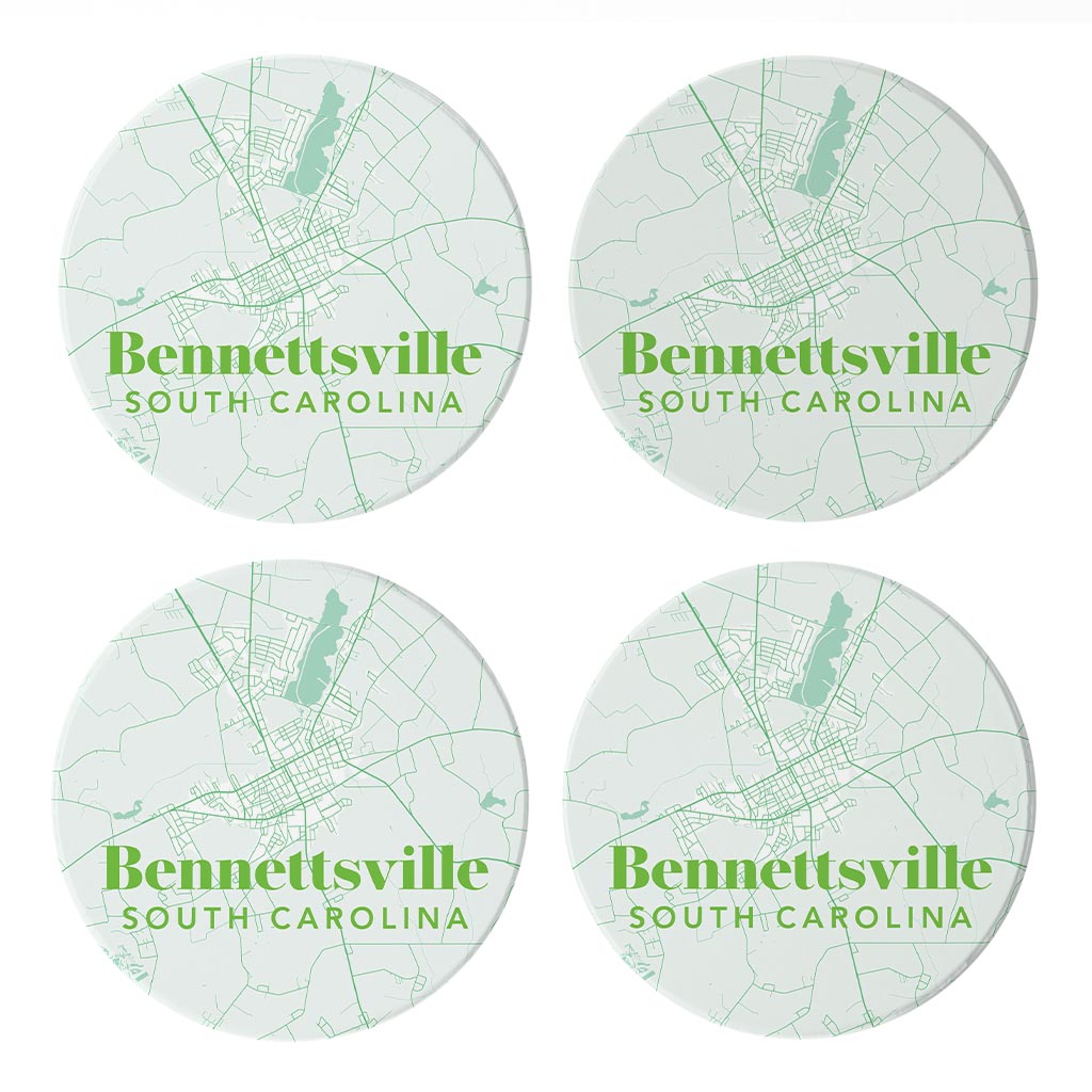 Bright Modern Green Map Bennettsville SC | 4x4