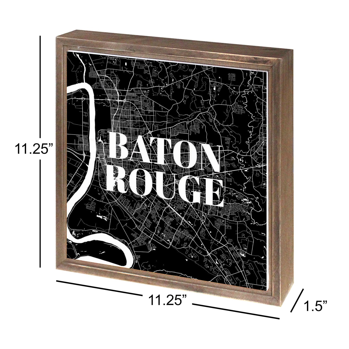 Minimalistic Baton Rouge Black Map | Wood Sign | Eaches | Min 1