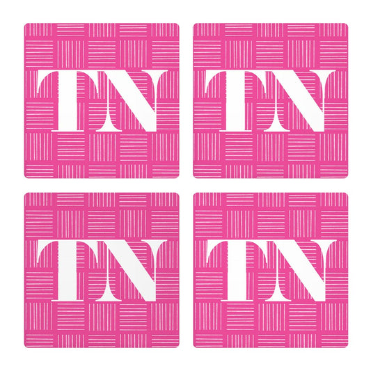 Bright Modern Abbreviated On Pink Tennessee | Absorbent Coasters | Set of 4 | Min 2