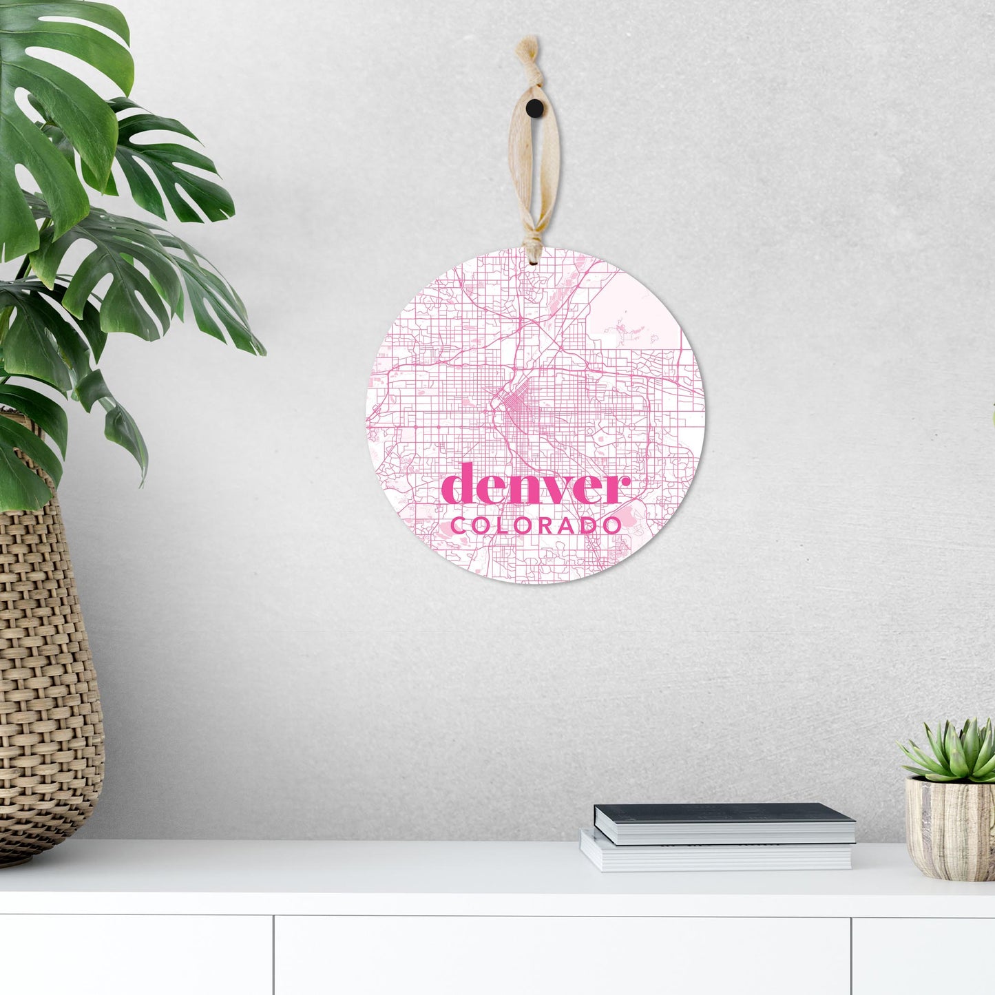 Bright Modern Pink Map Colorado Denver | Wood Ornament | Eaches | Min 1